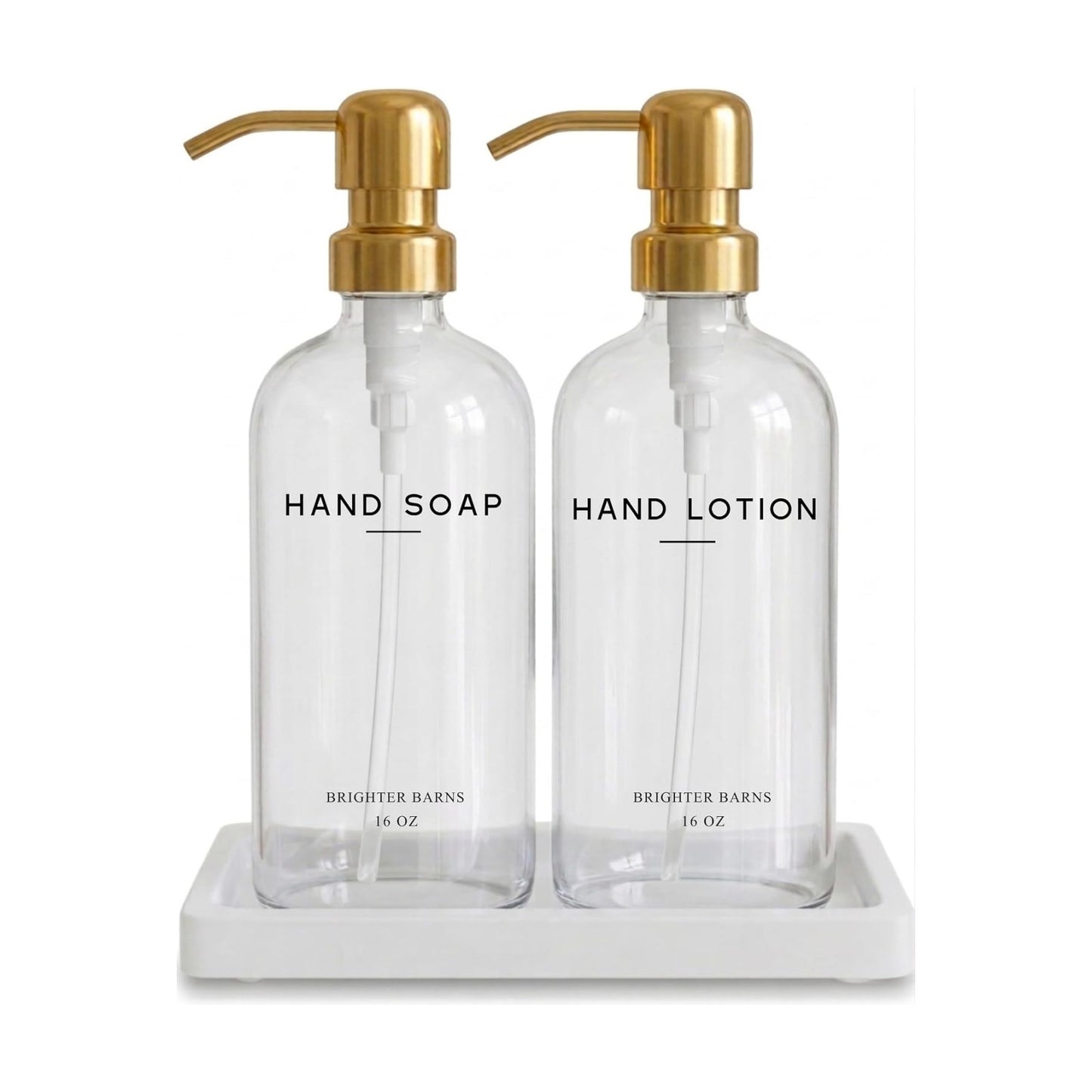 Glass Soap Dispenser Bathroom Set by / Clear Gold Sl