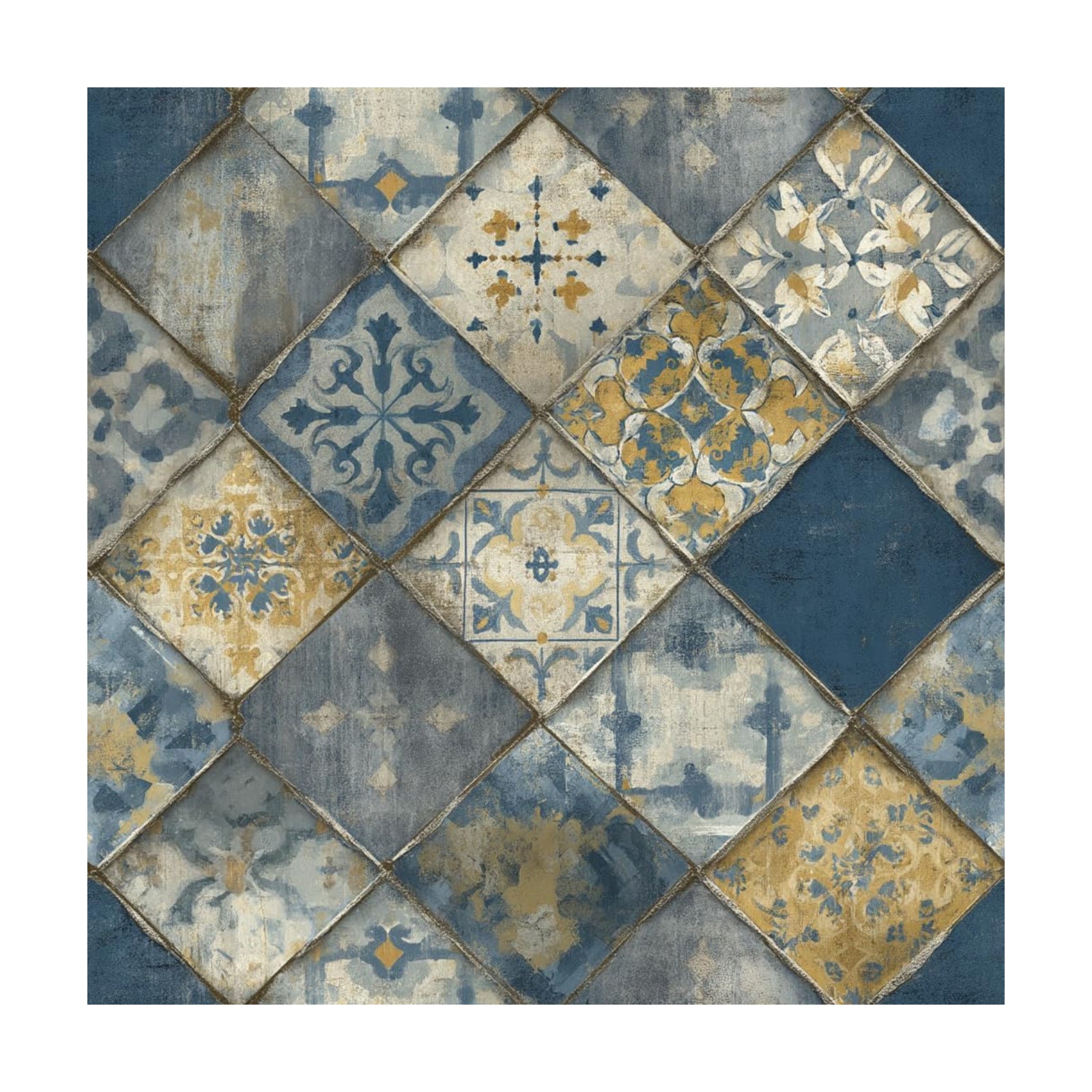 Vintage Moroccan Tile Wallpaper Peel and Stick Removable " Mosaic / 17.7 x 236.2 / Wall Paper-110-2