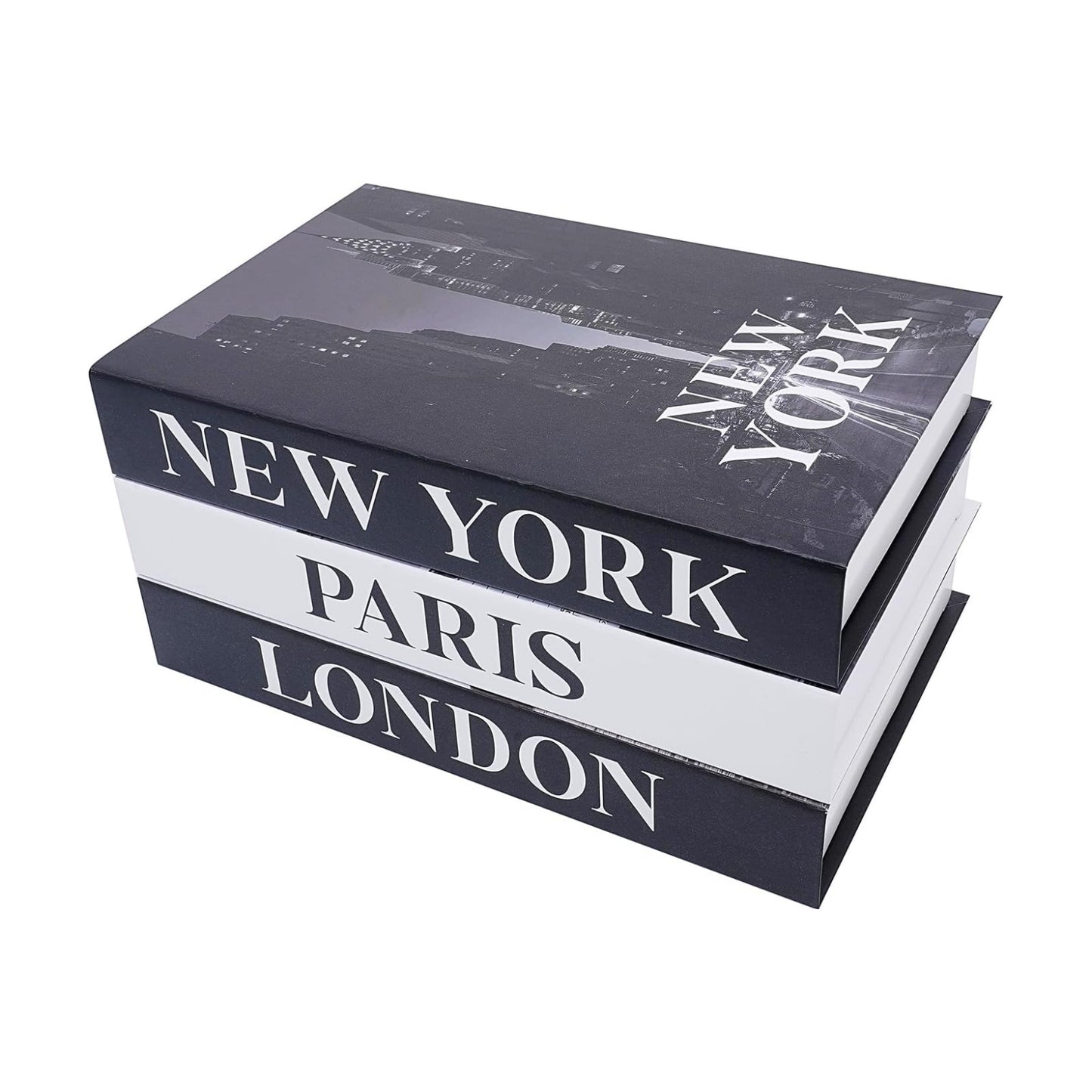 Faux Decorative Books / 3-paris London Newyork Kiss / Set of 3