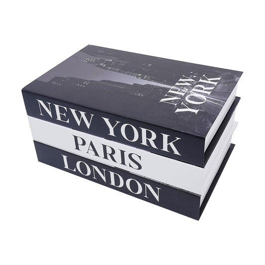 Faux Decorative Books / 3-paris London Newyork Kiss / Set of 3