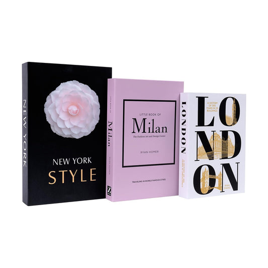 Faux Decorative Books / 3-mix-milannewyorklondon / Set of 3