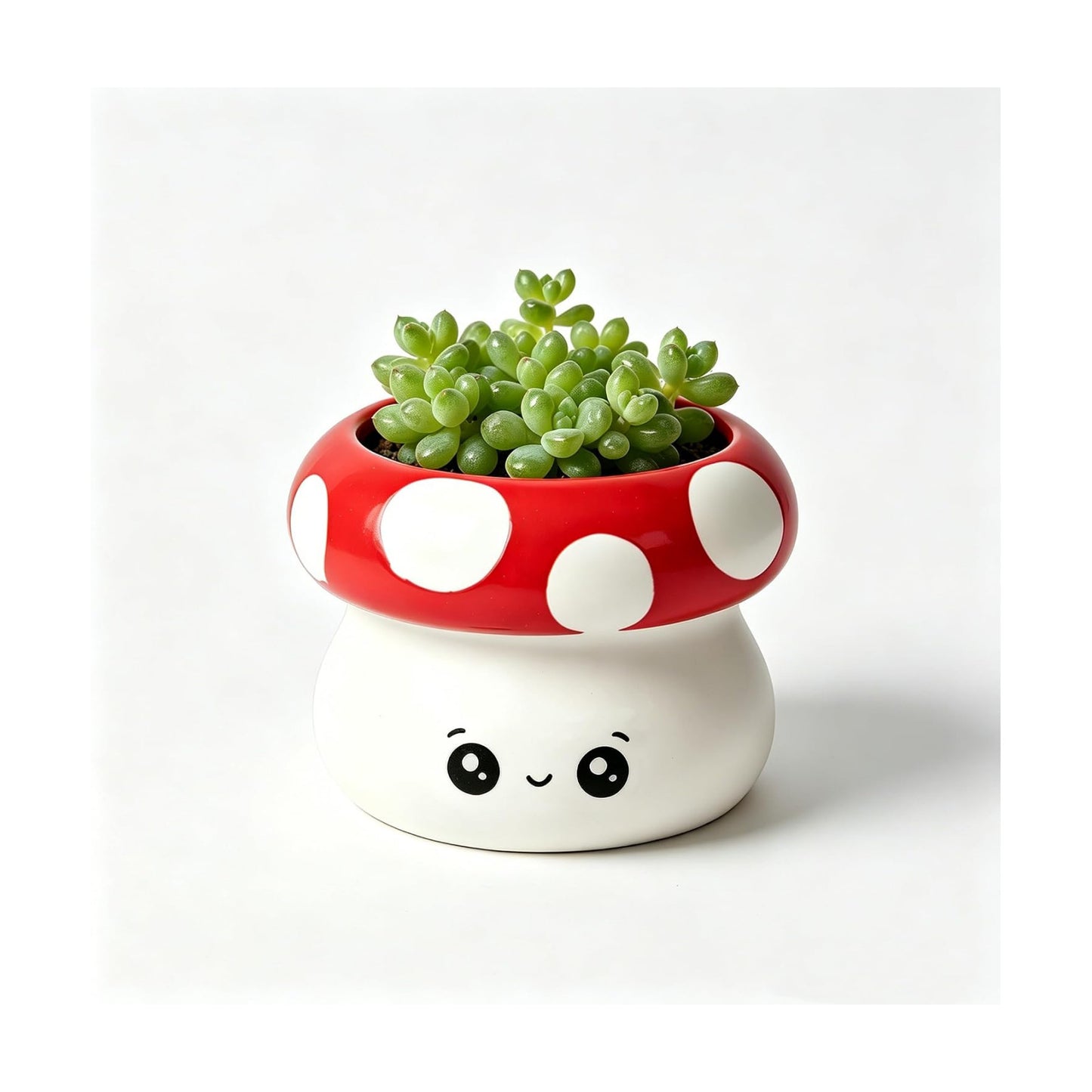 Ceramic Mushroom Planter Pot / Red