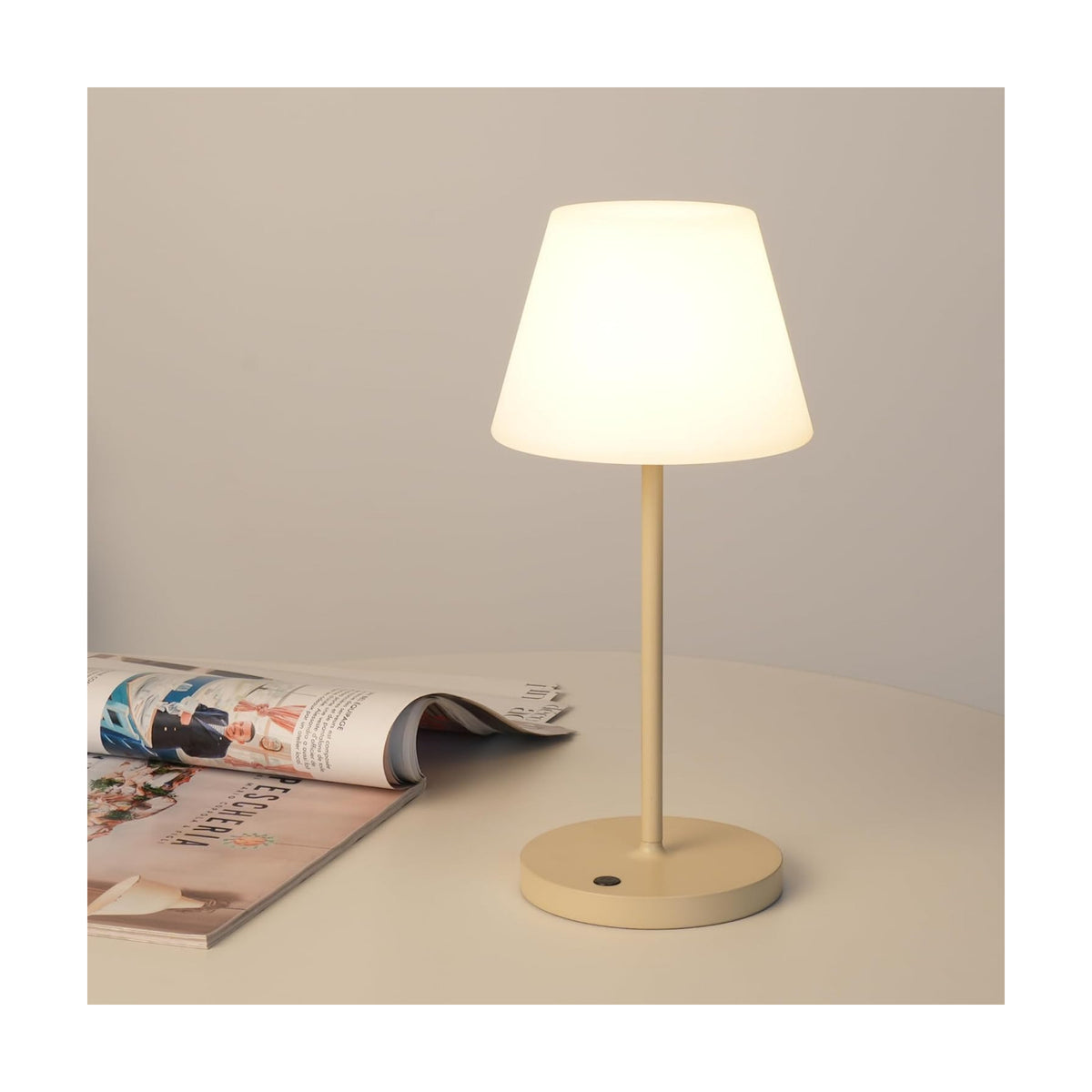 WEILAILUX Small Outdoor Table Lamp, Shower Lamp Waterproof (Mini Khaki) | Original Design, Cordless Rechargeable