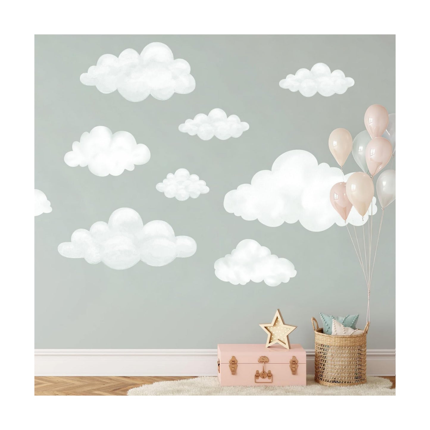 Fabric Large Cloud Wall Decals / Clouds / Set of 9