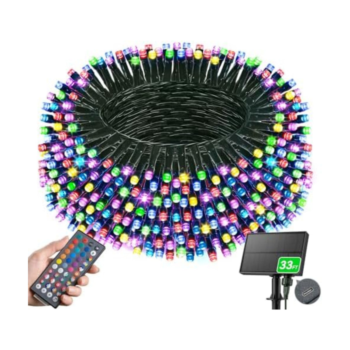 LitHome Color Changing Solar Christmas String Lights Outdoor, 33 FT 100 LED