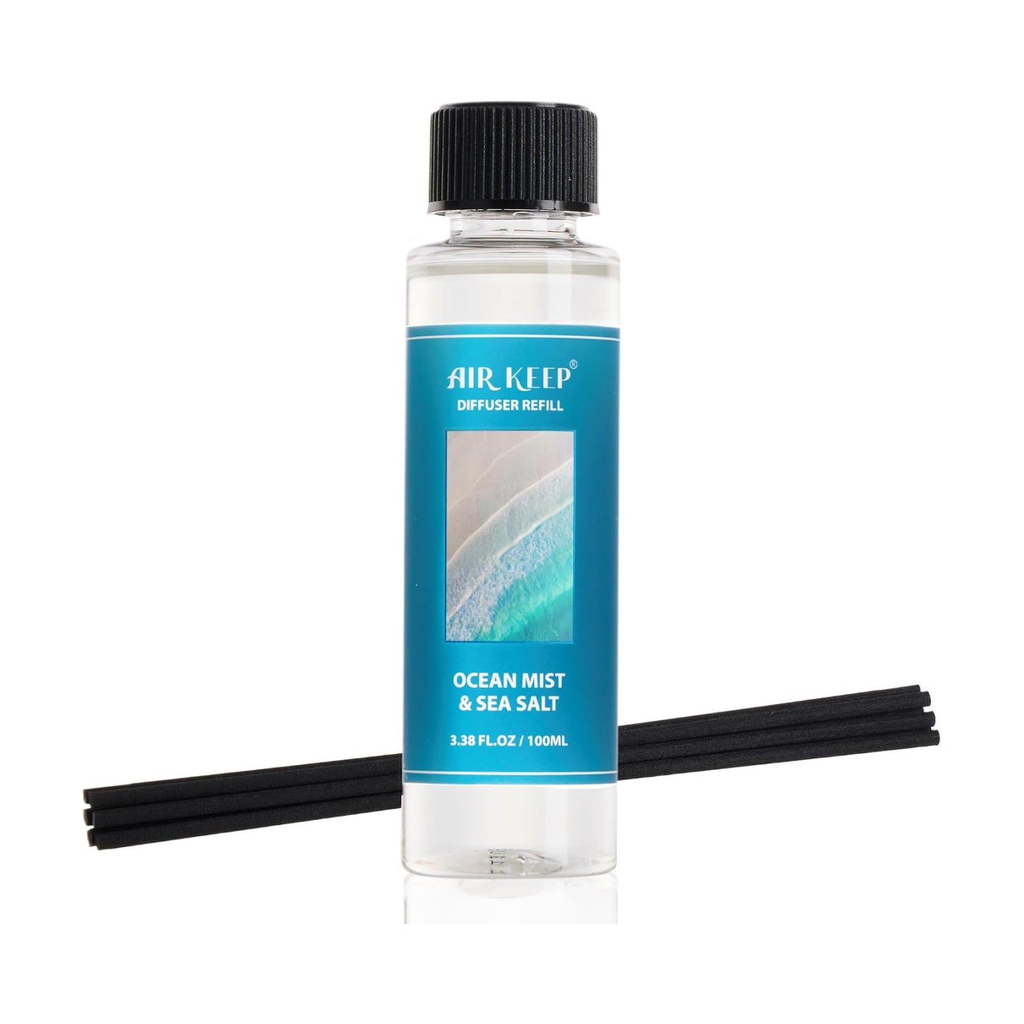 Airkeep Reed Diffuser Set,1.69 fl oz (100 ml) - Ocean Mist&Sea Salt Oil Diffusers with 8 Reed Sticks,Home Fragrance