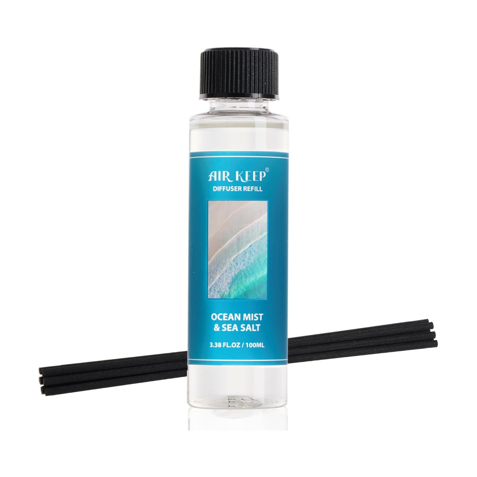 Airkeep Reed Diffuser Set,1.69 fl oz (100 ml) - Ocean Mist&Sea Salt Oil Diffusers with 8 Reed Sticks,Home Fragrance