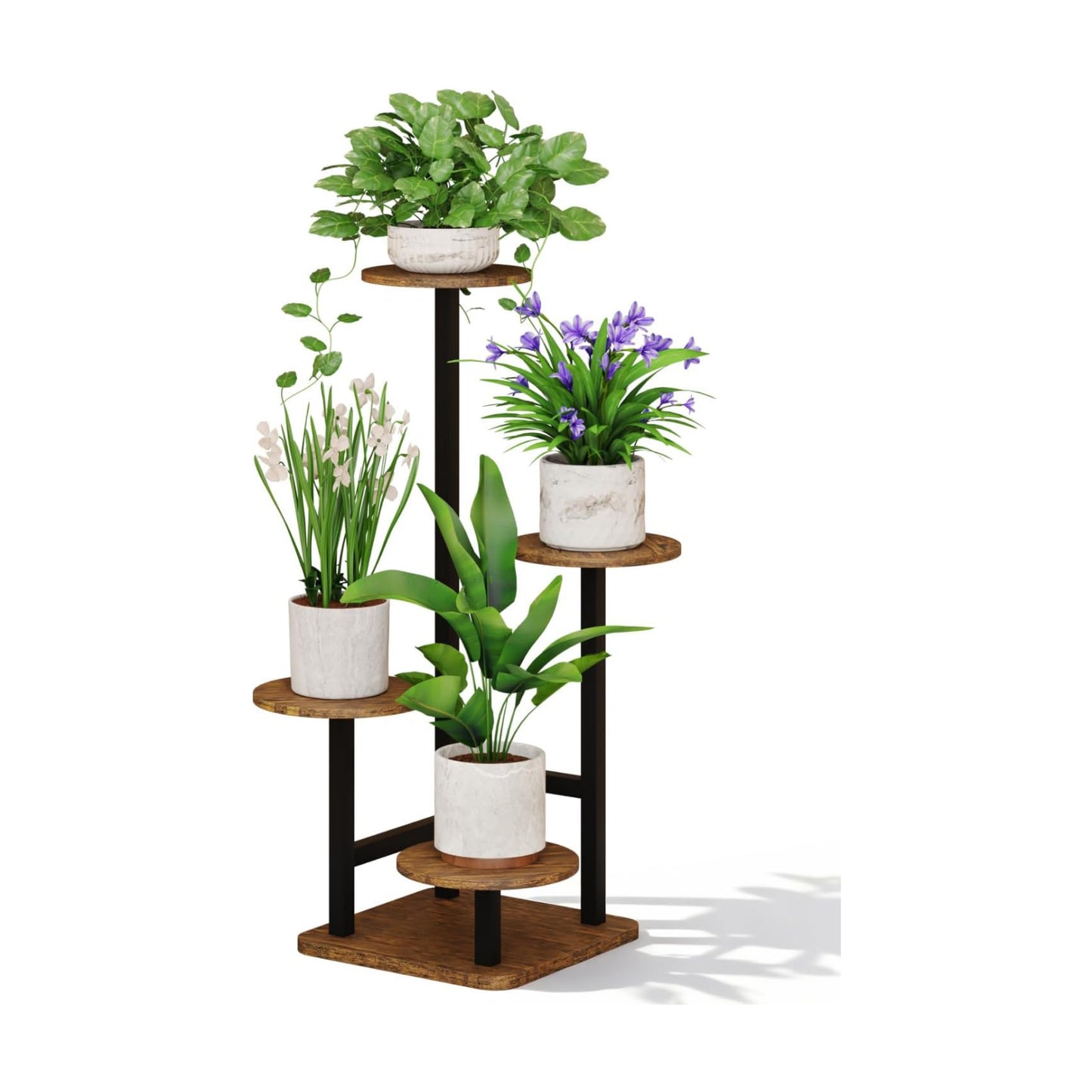 Plant Stand Indoor - 4 Tiered Indoor Plant Stand, Metal Plant Shelf Plant Holder, Ideal for Living Room, Garden, Patio