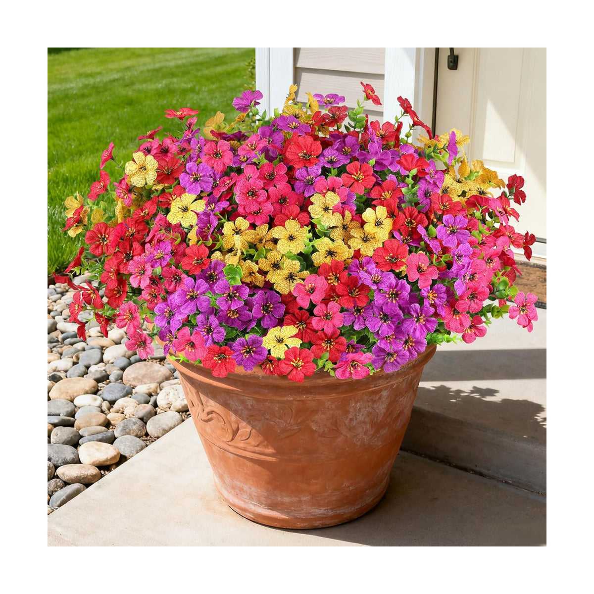 16PCS UV Resistant Artificial Flowers for Outdoors, Mix 4 Colors