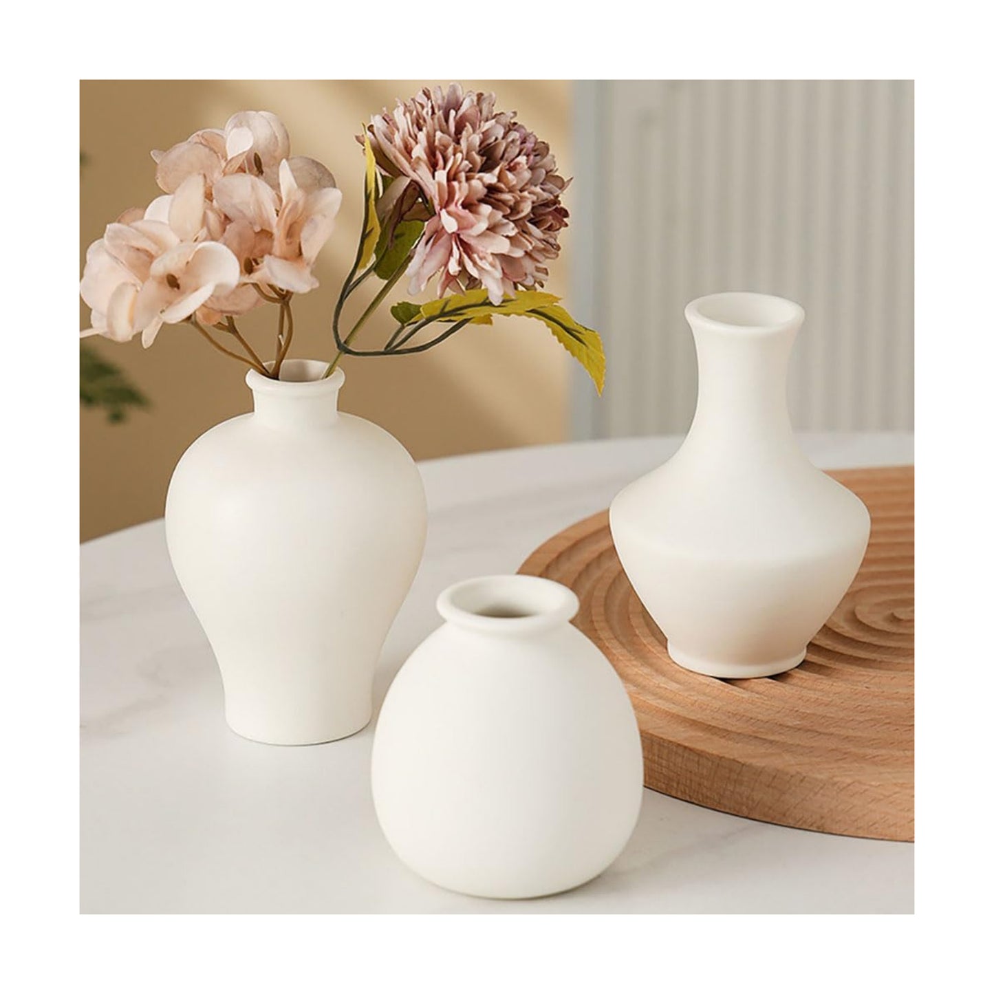 Daittin 3-Piece Ceramic Bud Vases Set / White