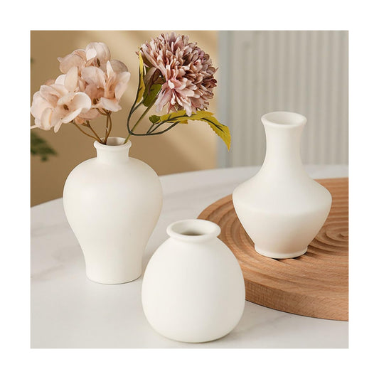 Daittin 3-Piece Ceramic Bud Vases Set / White