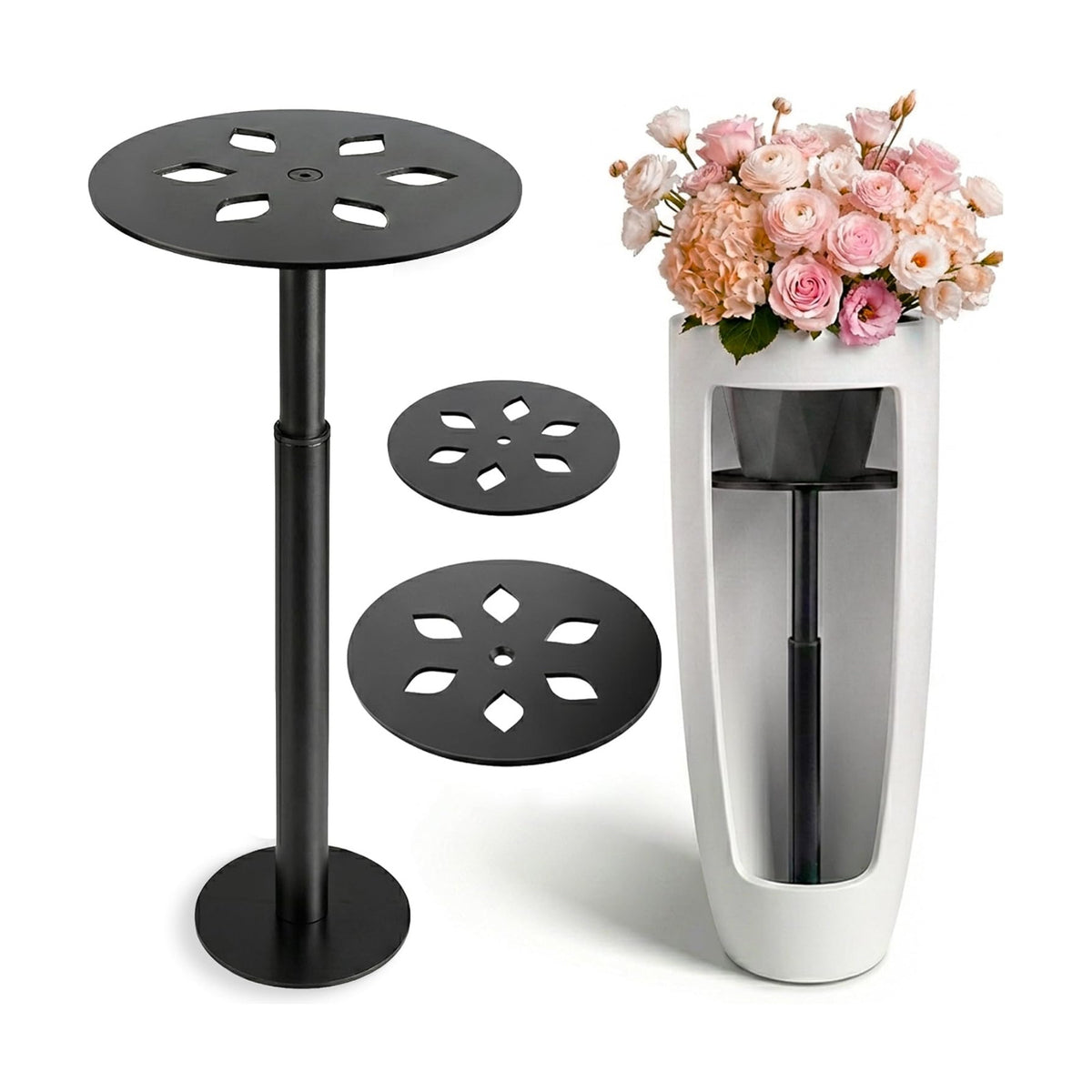Adjustable Plant Risers for Inside Pots, 16-28 Inch Lift Height | Round Planter Insert for Tall Pots, 2 Stands, 2 x 8"