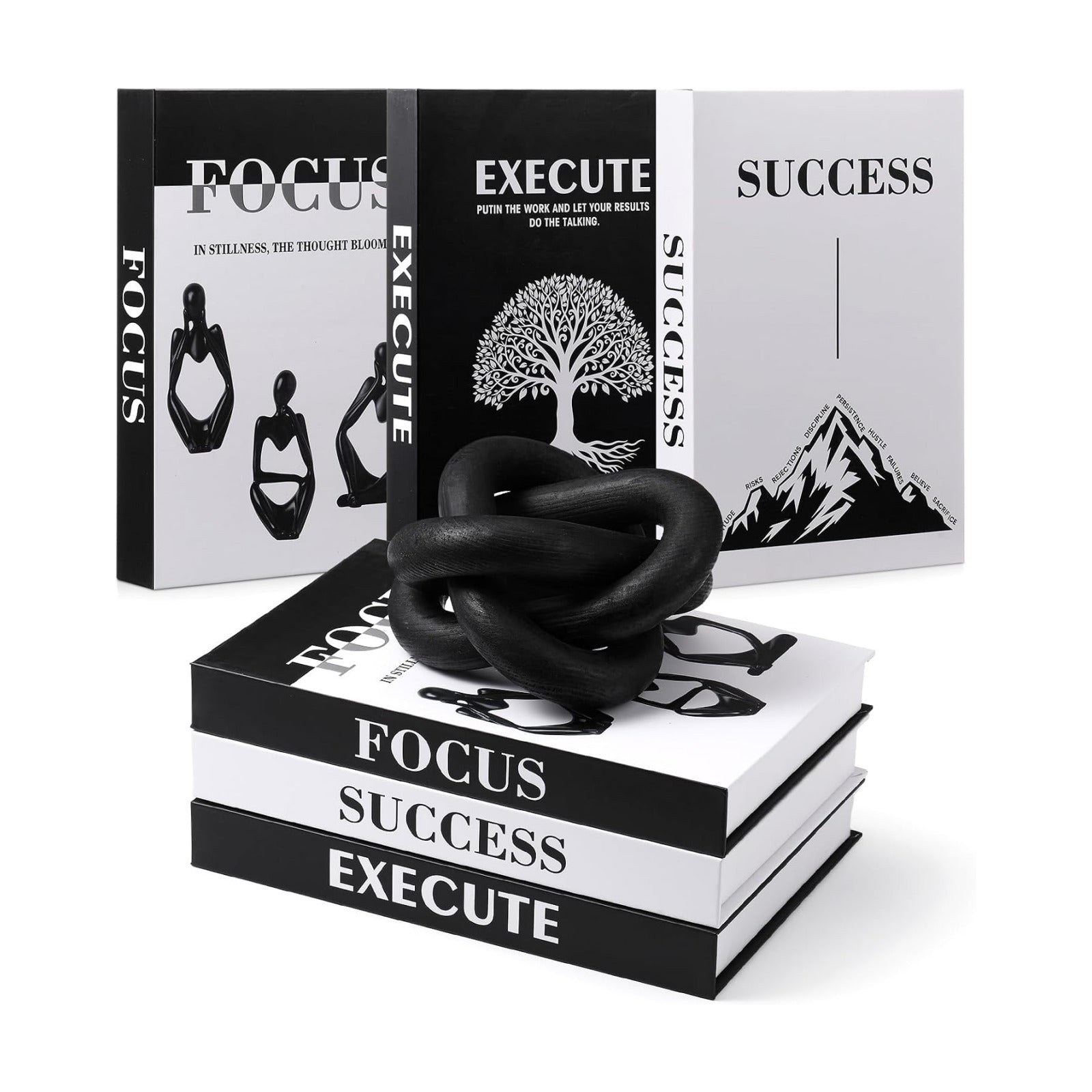 Faux Book Storage Box Set / Black / Set of 3