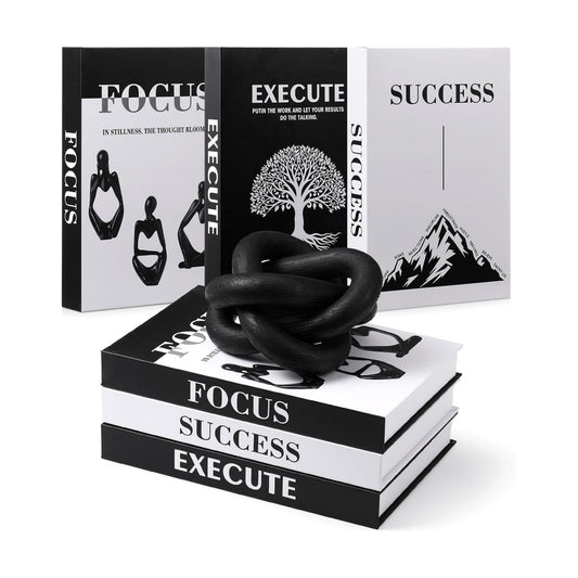 Faux Book Storage Box Set / Black / Set of 3