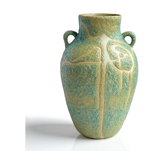Handcrafted Ceramic Flower Vase / Green Bubble Glaze / 10 Inch