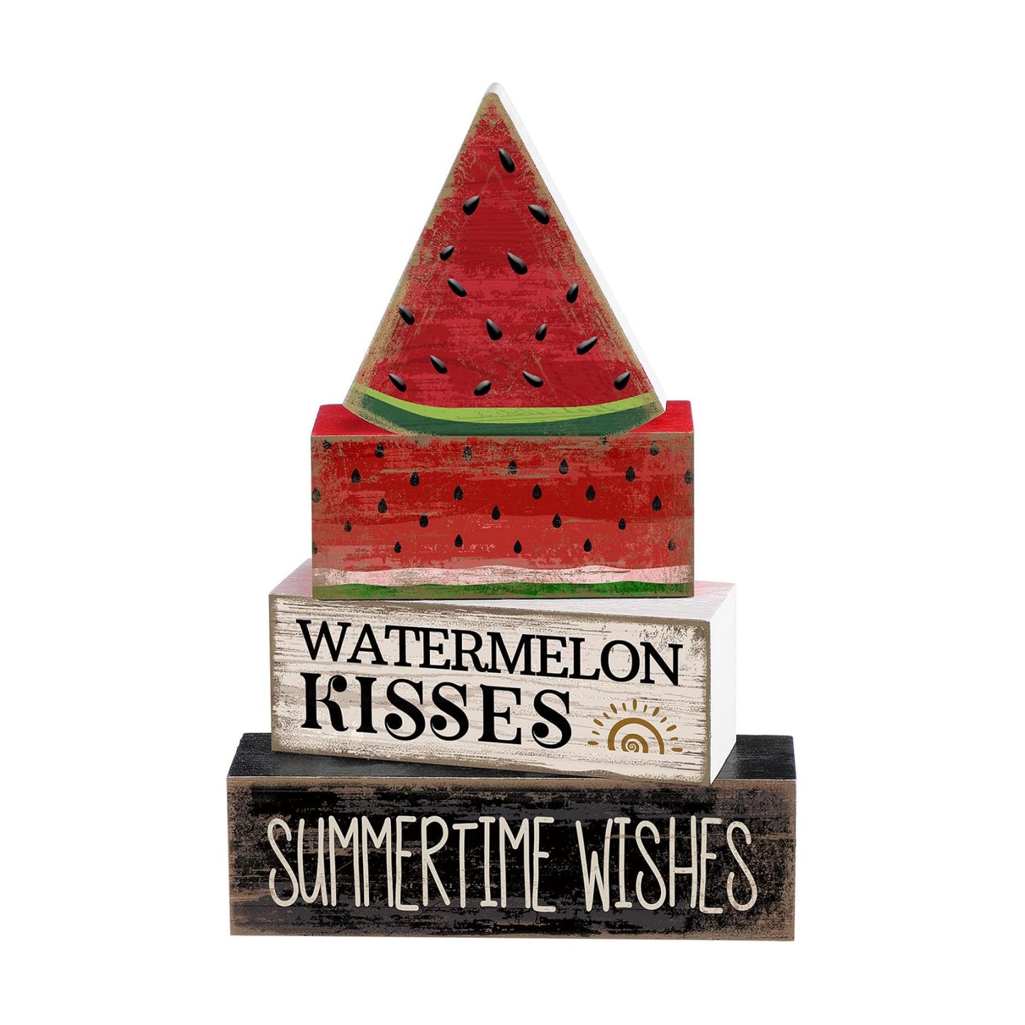 Lineshading 4 Pcs Summer Table Decor Wooden Watermelon Tiered Tray Decor