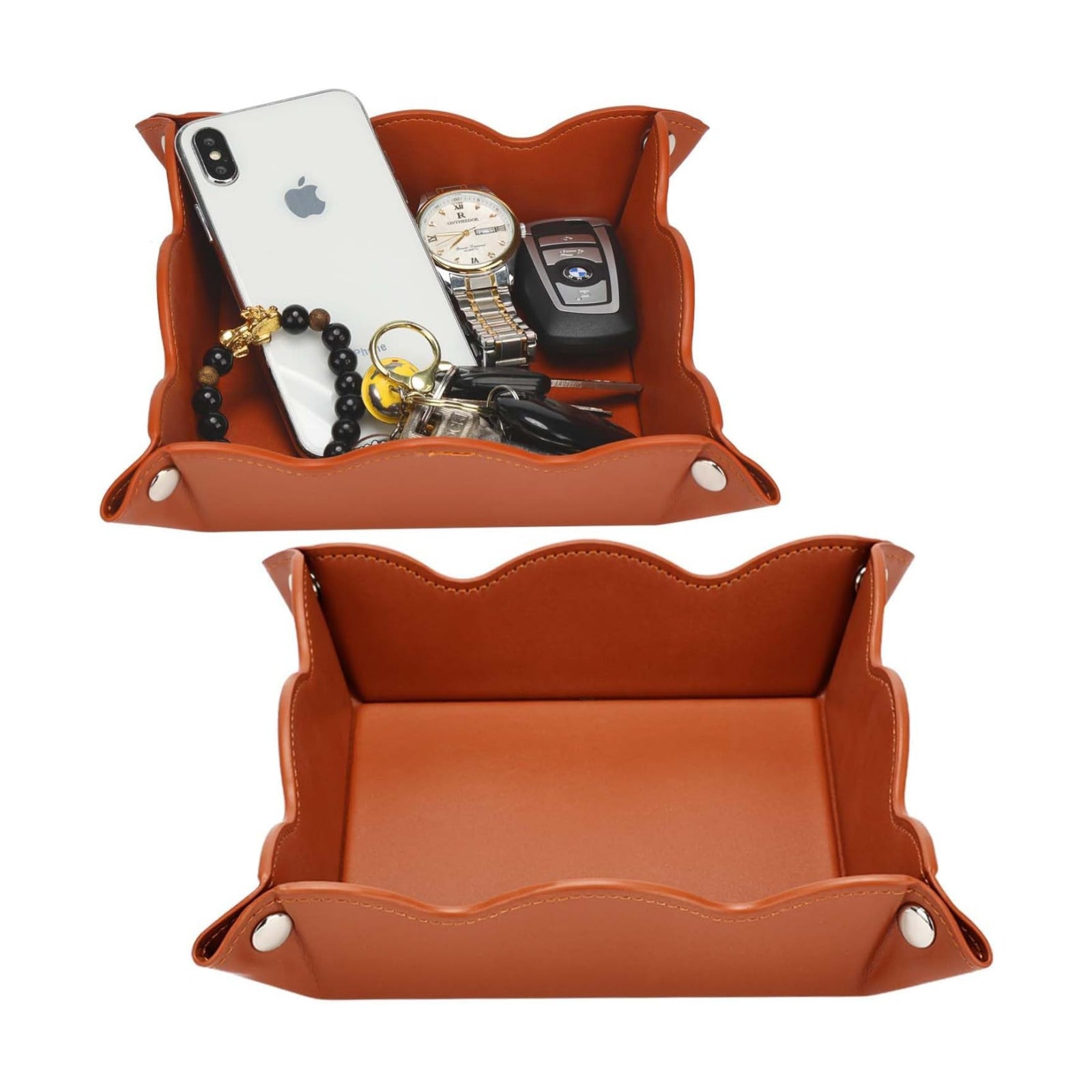 Valet Tray for Men Women / Brown / Set of 2