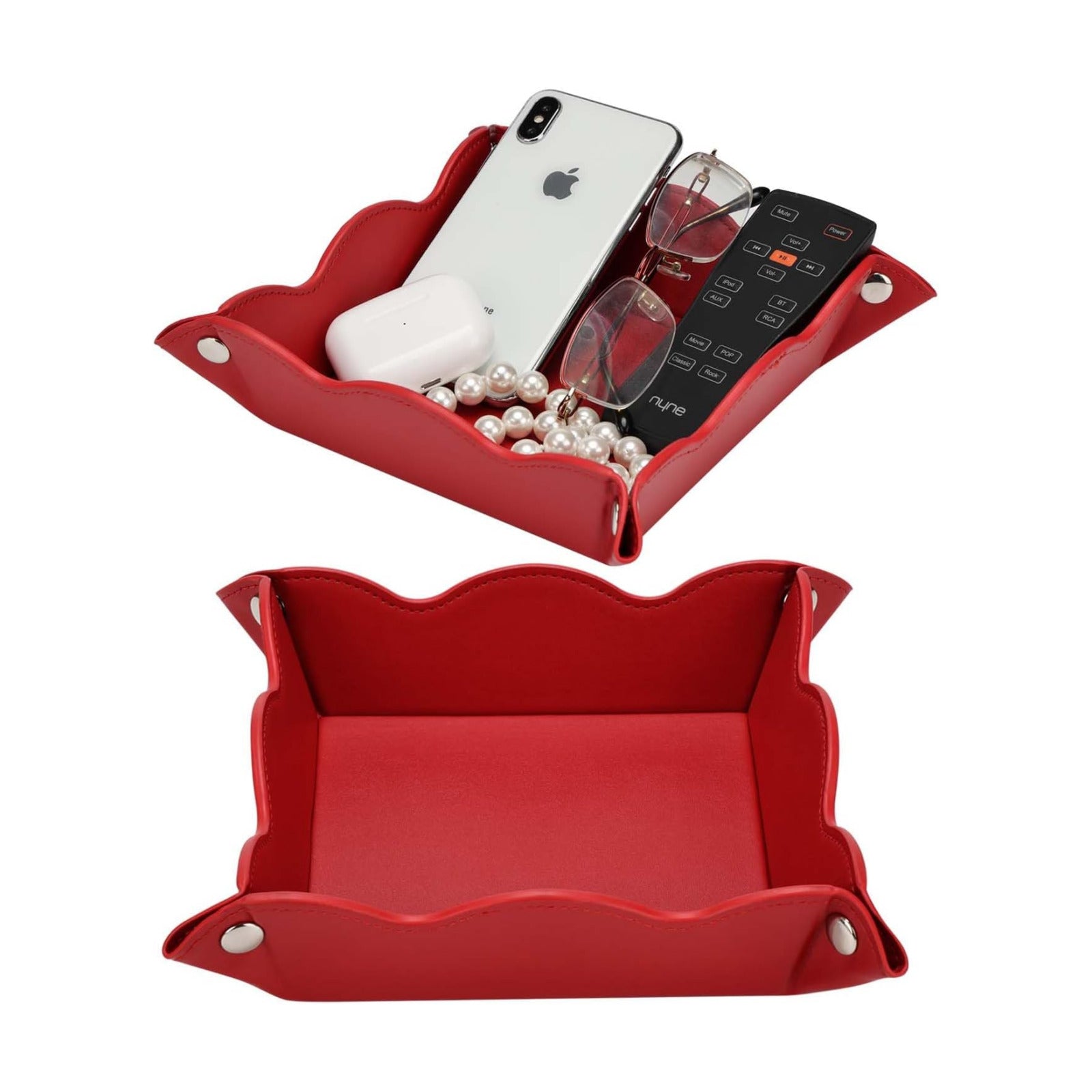 Valet Tray for Men Women / Red / Set of 2