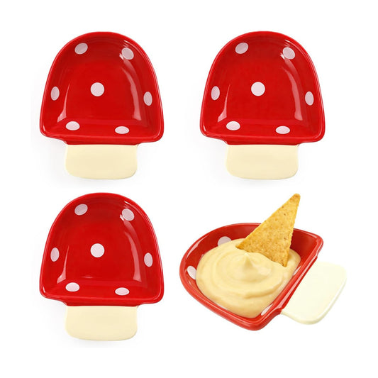 Mushroom Shaped Ceramic Dip Bowls / 4 Inch / Set of 4