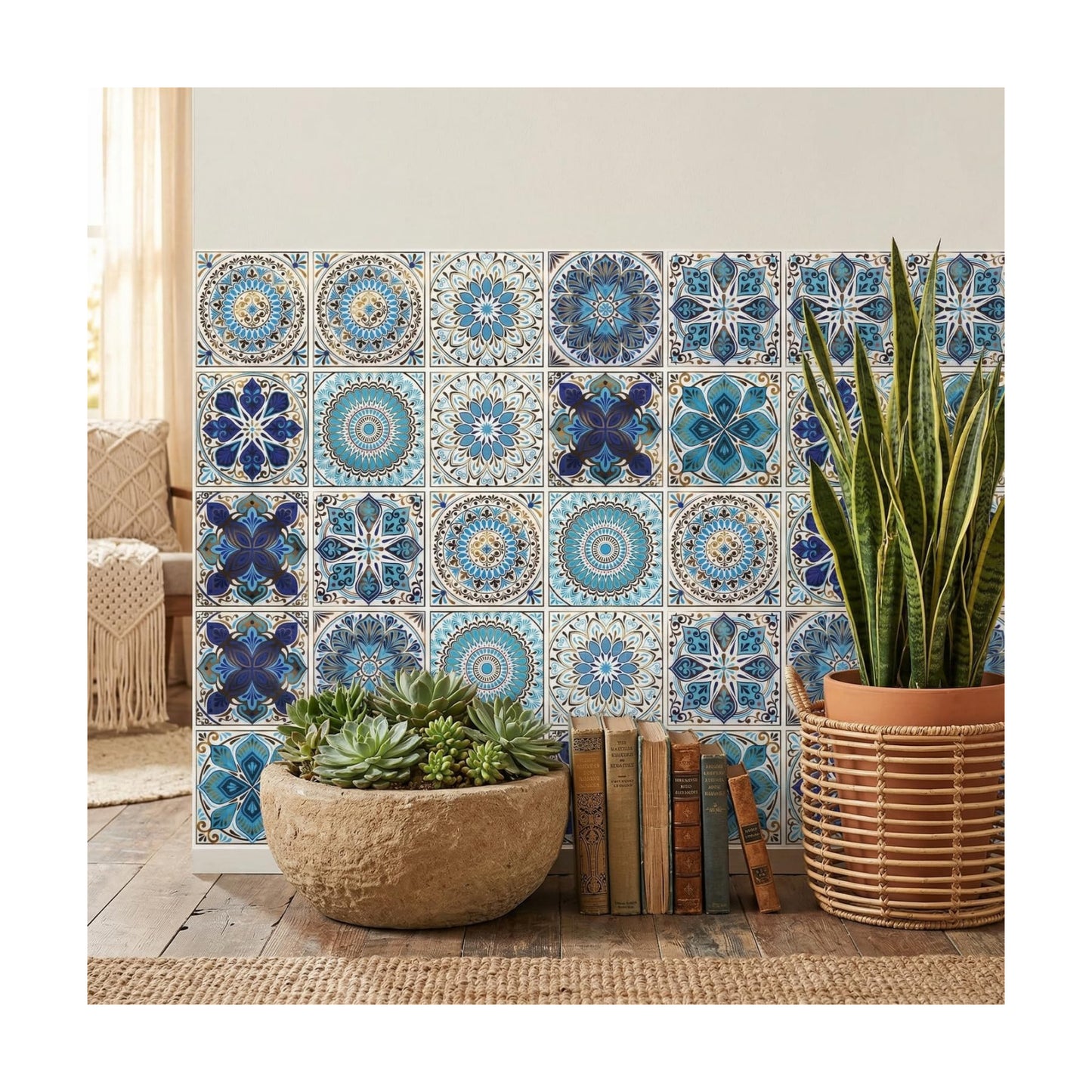 Peel and Stick Tile Stickers / Blue / 6 x 6 / Set of 16