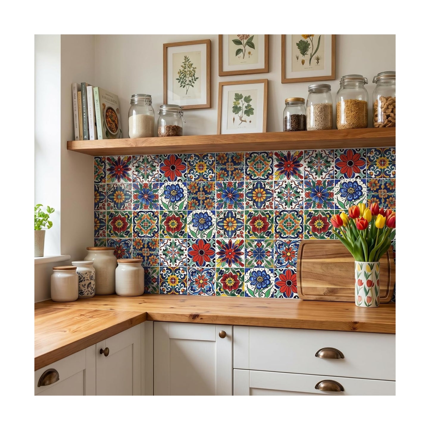 Peel and Stick Tile Stickers / Red / 6 x 6 / Set of 16