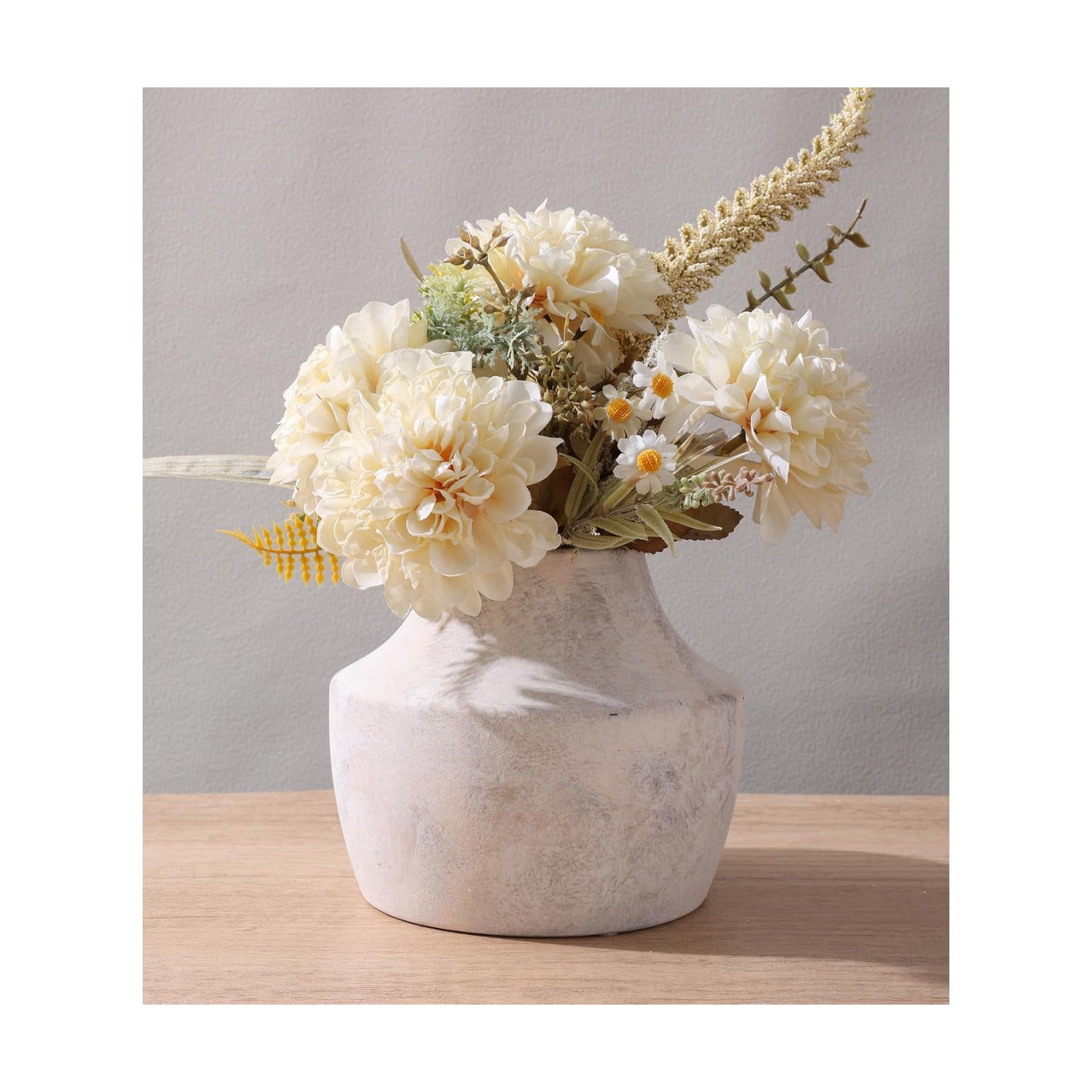 White Ceramic Flower Vase / 5.3inch Vintage White / 5.3 Inch