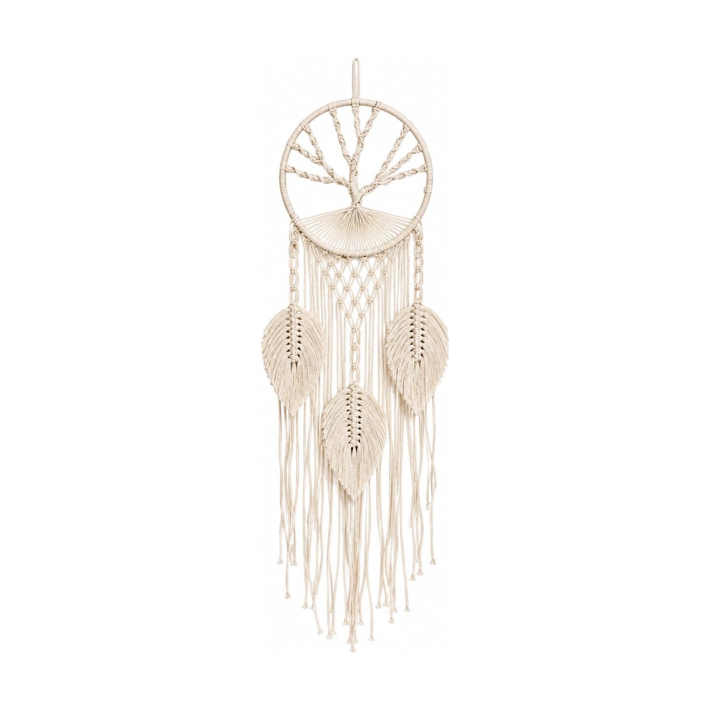 37" Long Vertical Boho Decor / White