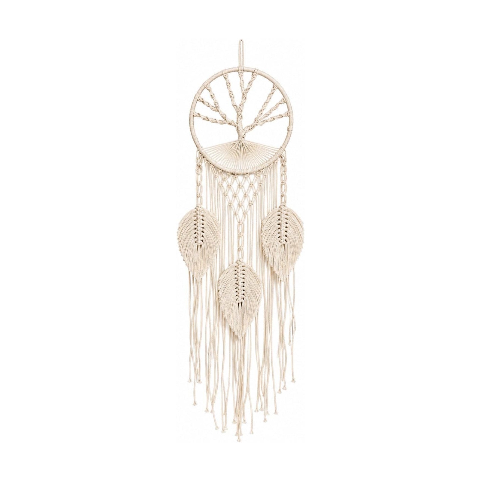 37" Long Vertical Boho Decor / White