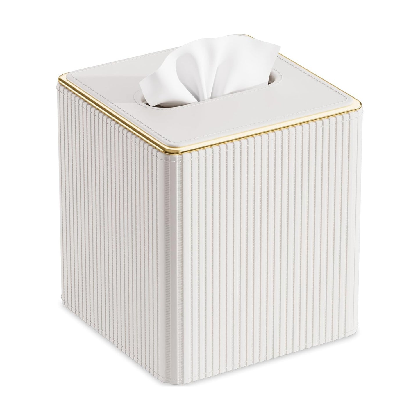 PU Leather Tissue Cover / Cream White / Square