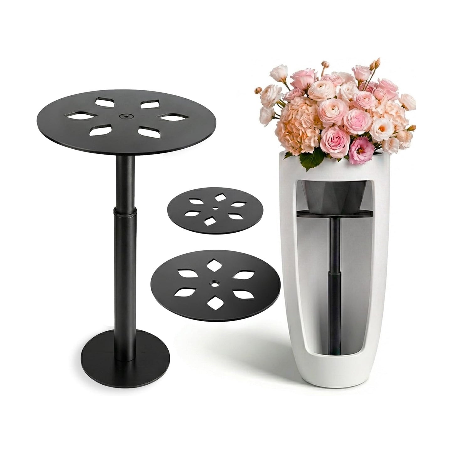 Adjustable Plant Risers for Inside Pots, 10-17 Inch Lift Height | Round Planter Insert for Tall Pots, 2 Stands, 2 x 8"