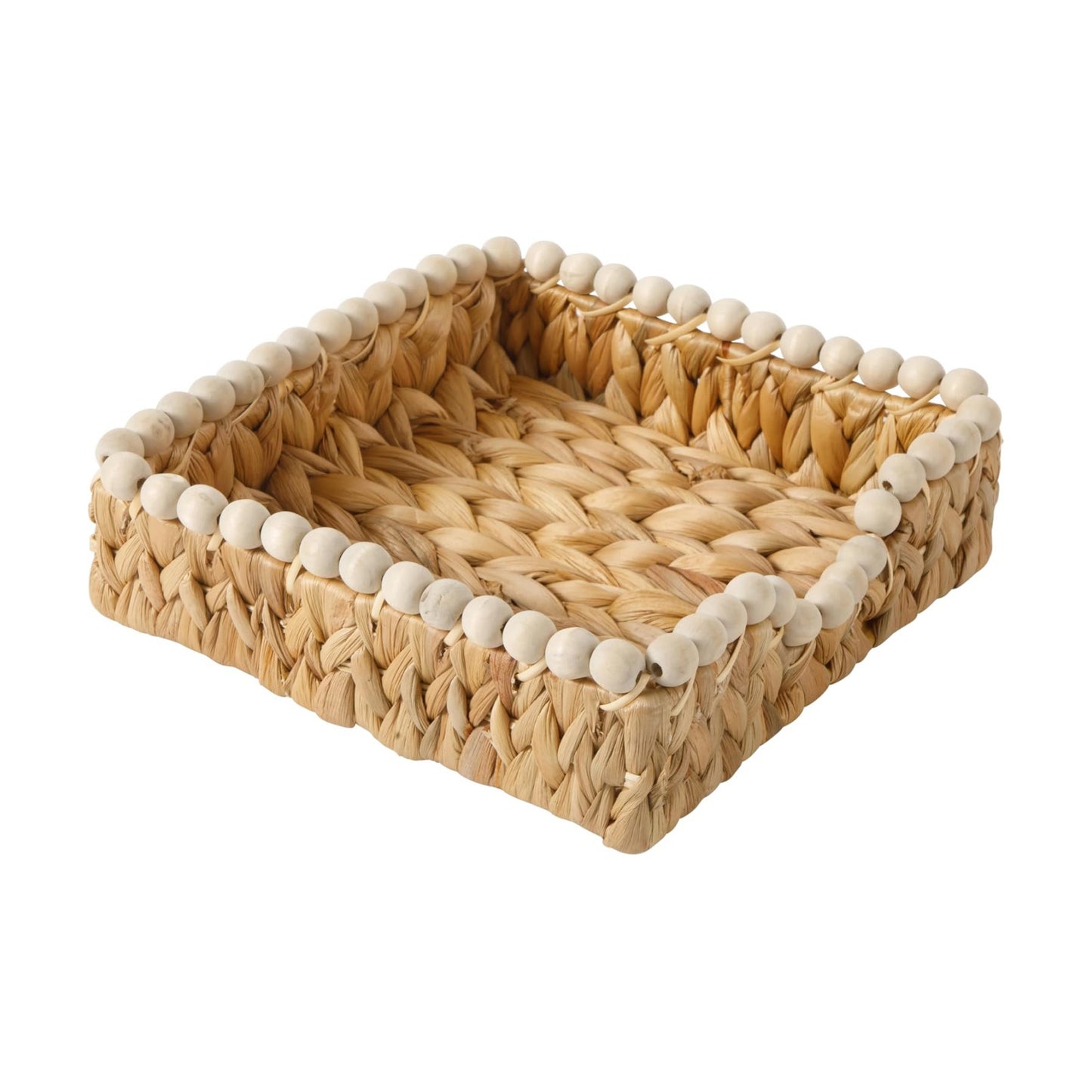 Square Basket / Riverrun Grove Woven Decorative / Natural Water Hyacinth / Napkin Holder Tray