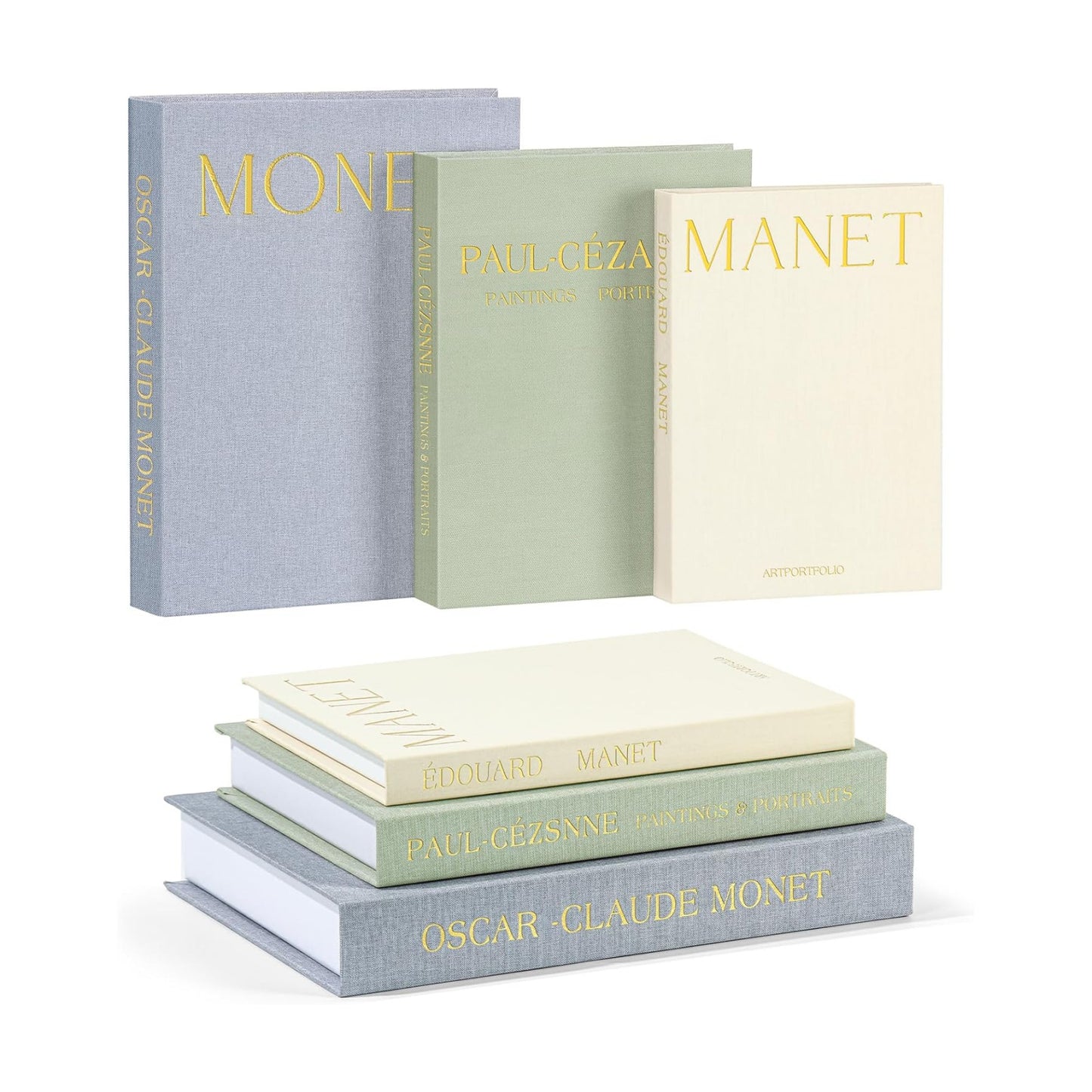 Linen Faux Books / Grey / Green / Beige / Set of 3