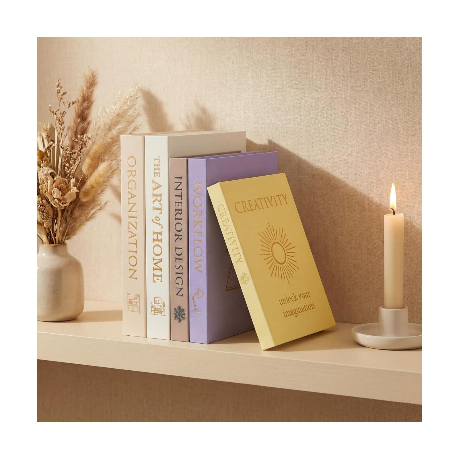 Oxford Linen Faux Books / Gold / Set of 5
