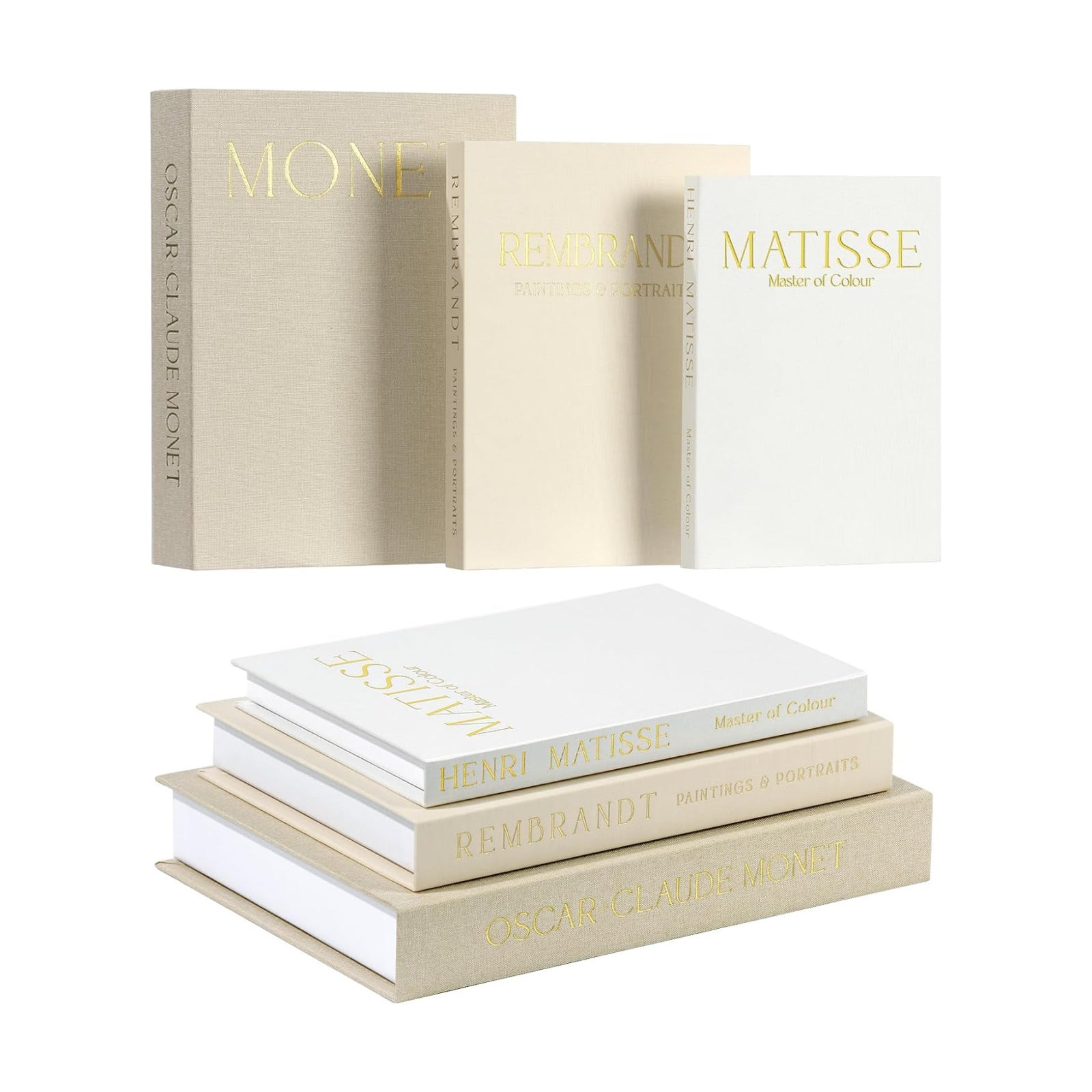 Linen Faux Books / Taupe / Beige / White / Set of 3