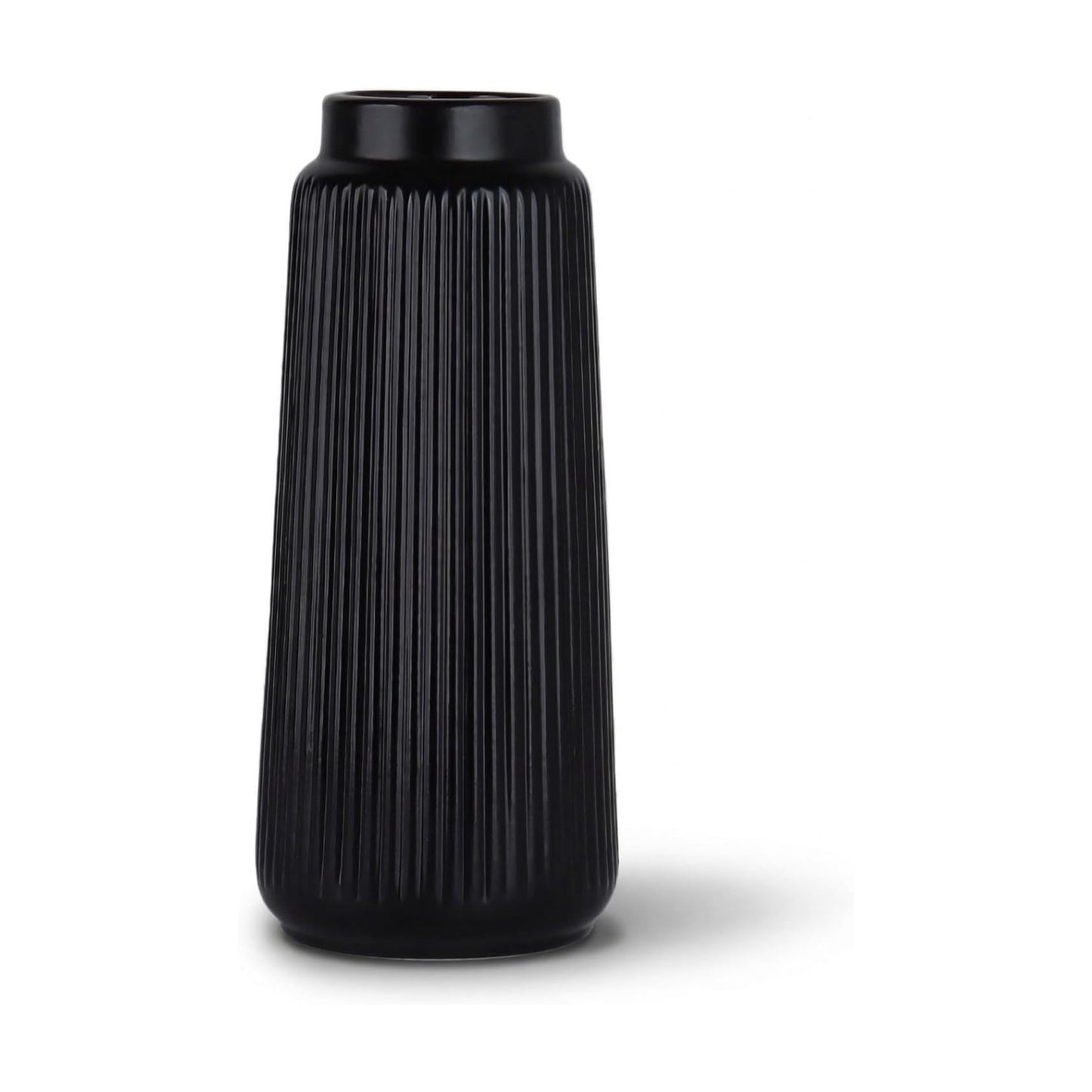 Ceramic Vase / Modern Tapered Decorative Vase / Black03 / Black / 8 Inch