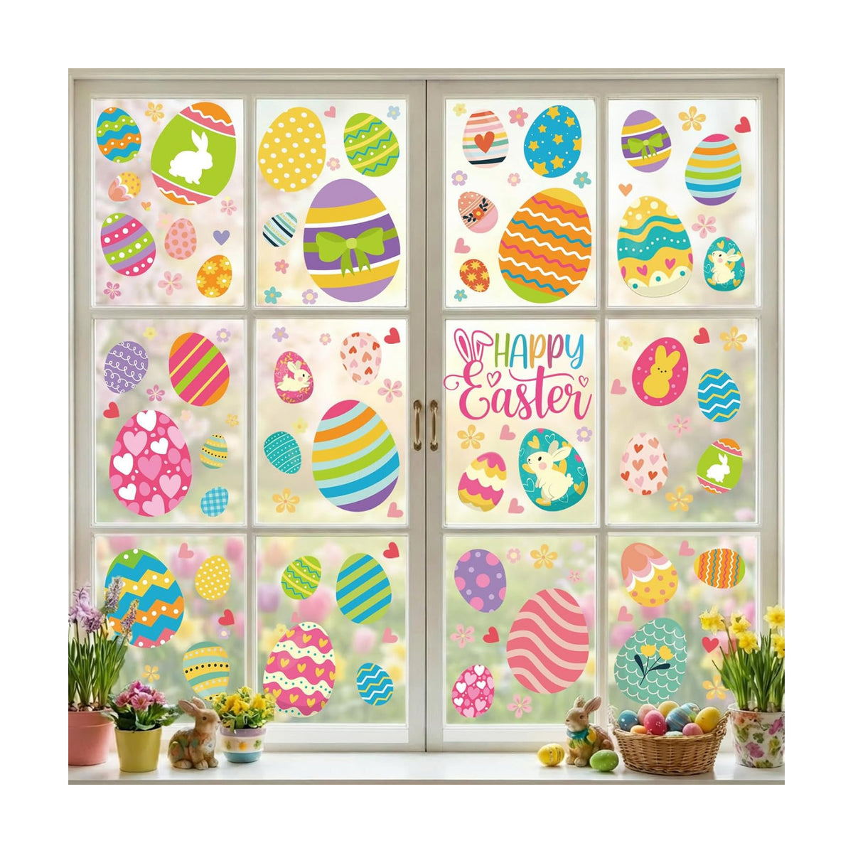 Easter Window Clings Easter Decorations for Home Spring Decor Eggs Stickers