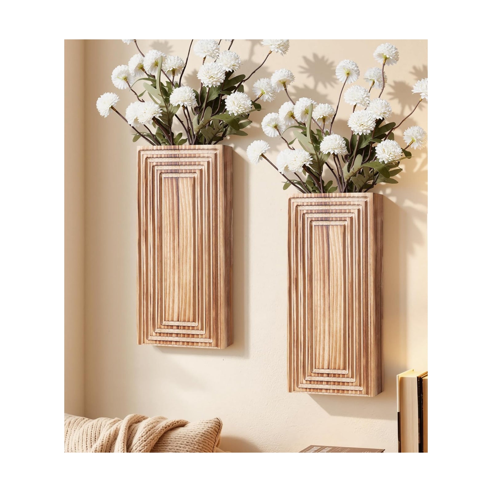 Wooden Wall Planter Vase / Brown / Set of 2