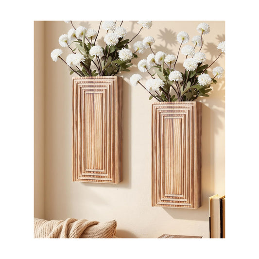 Wooden Wall Planter Vase / Brown / Set of 2