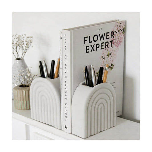 Decorative Ceramic Bookend Pen Holder / Set of 2