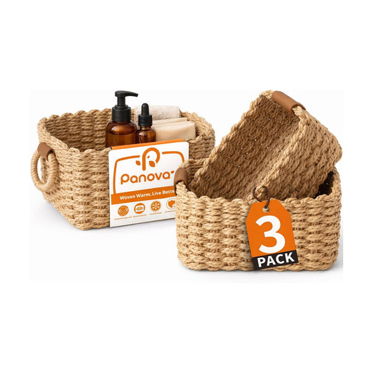 Mini wicker Basket / Brown / Set of 3