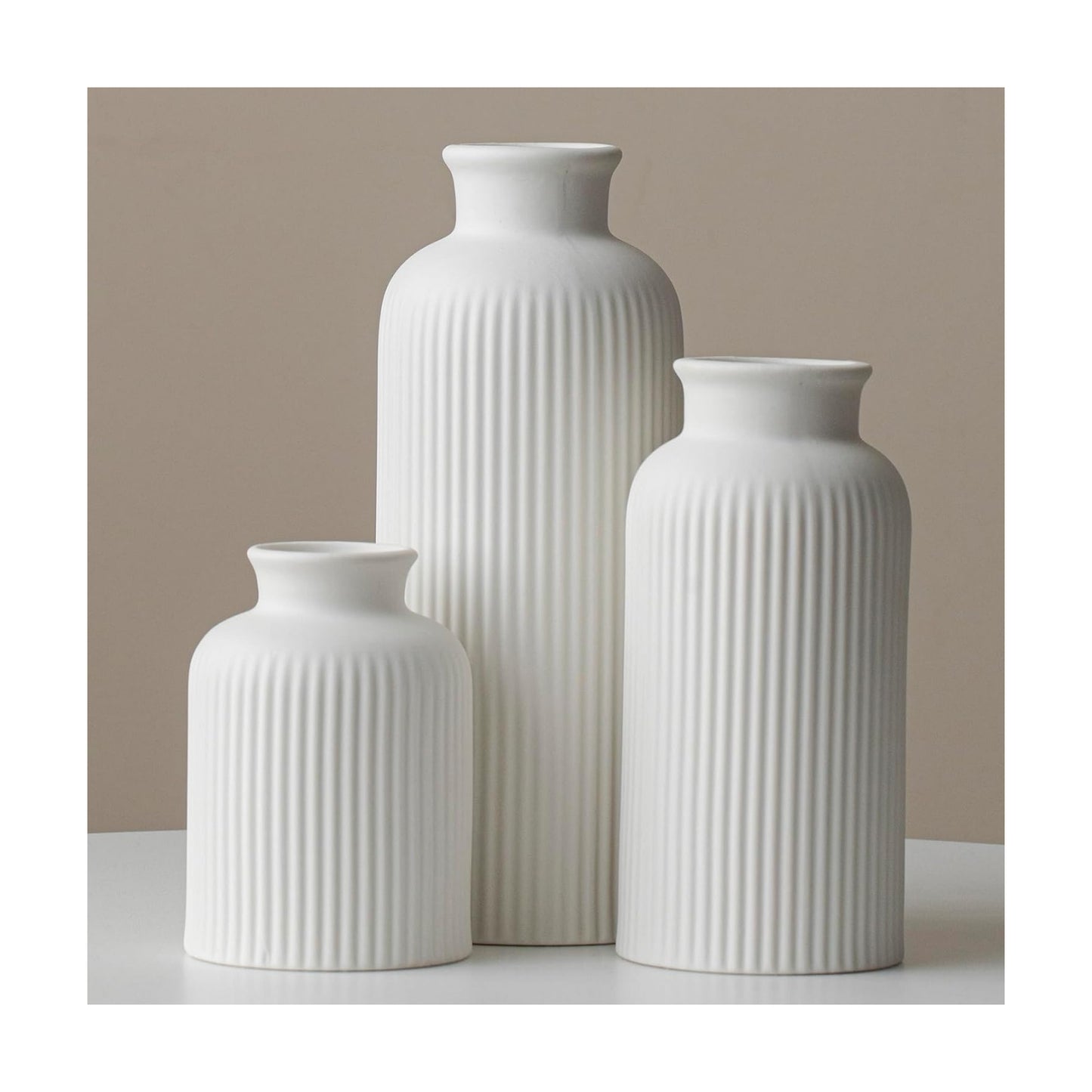 Large Modern Ceramic Vase Set / Large White