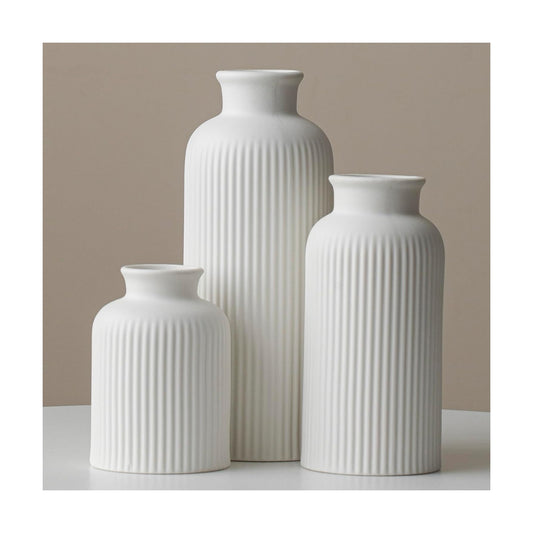 Large Modern Ceramic Vase Set / Large White