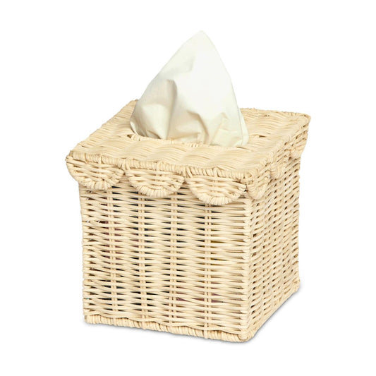Rattan Tissue Box Cover Square / Natural / 4.5 x 4.5 x 5.3