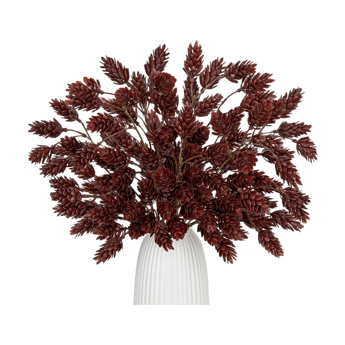 6 Pcs 20'' Fall Burgundy Red Faux Hops Stem for Vase Autumn Branches