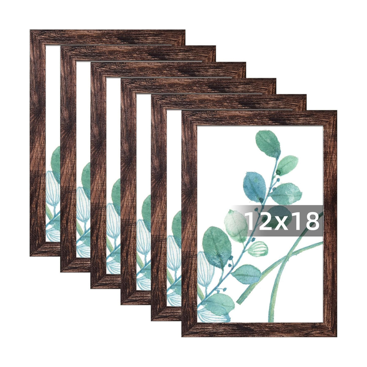 SESEAT 12x18 Frame Rustic Brown Set of 6, Gallery Poster Picture Frames for Wall Mounting