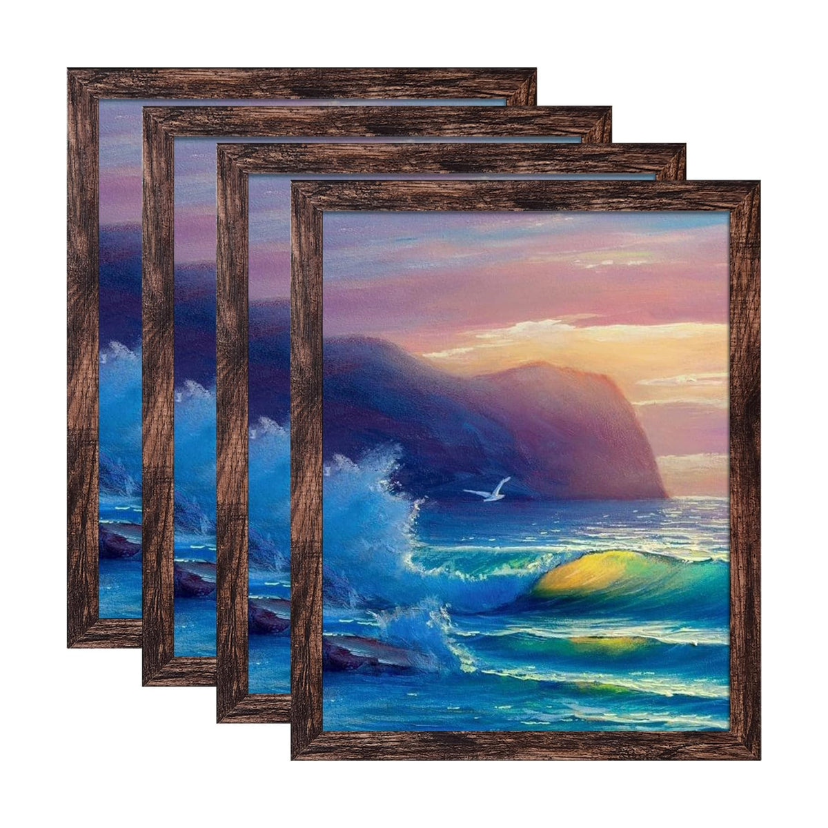 SESEAT 18x24 Frame Pack of 4, Gallery Poster Picture Frames for Wall Mounting, Rustic Brown