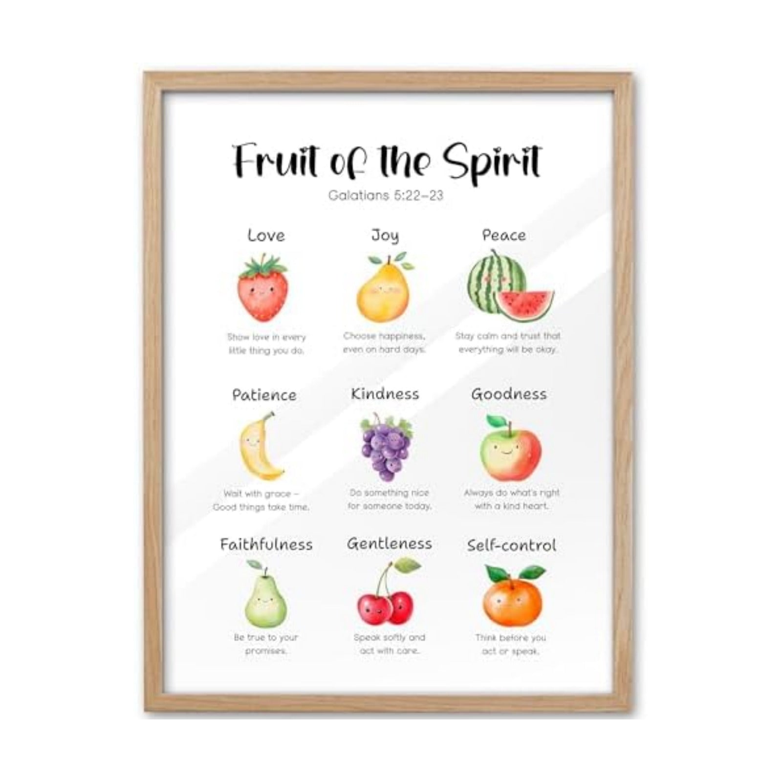 KensTro 12x16 Oak Framed Fruit of the Spirit Scripture Wall Art
