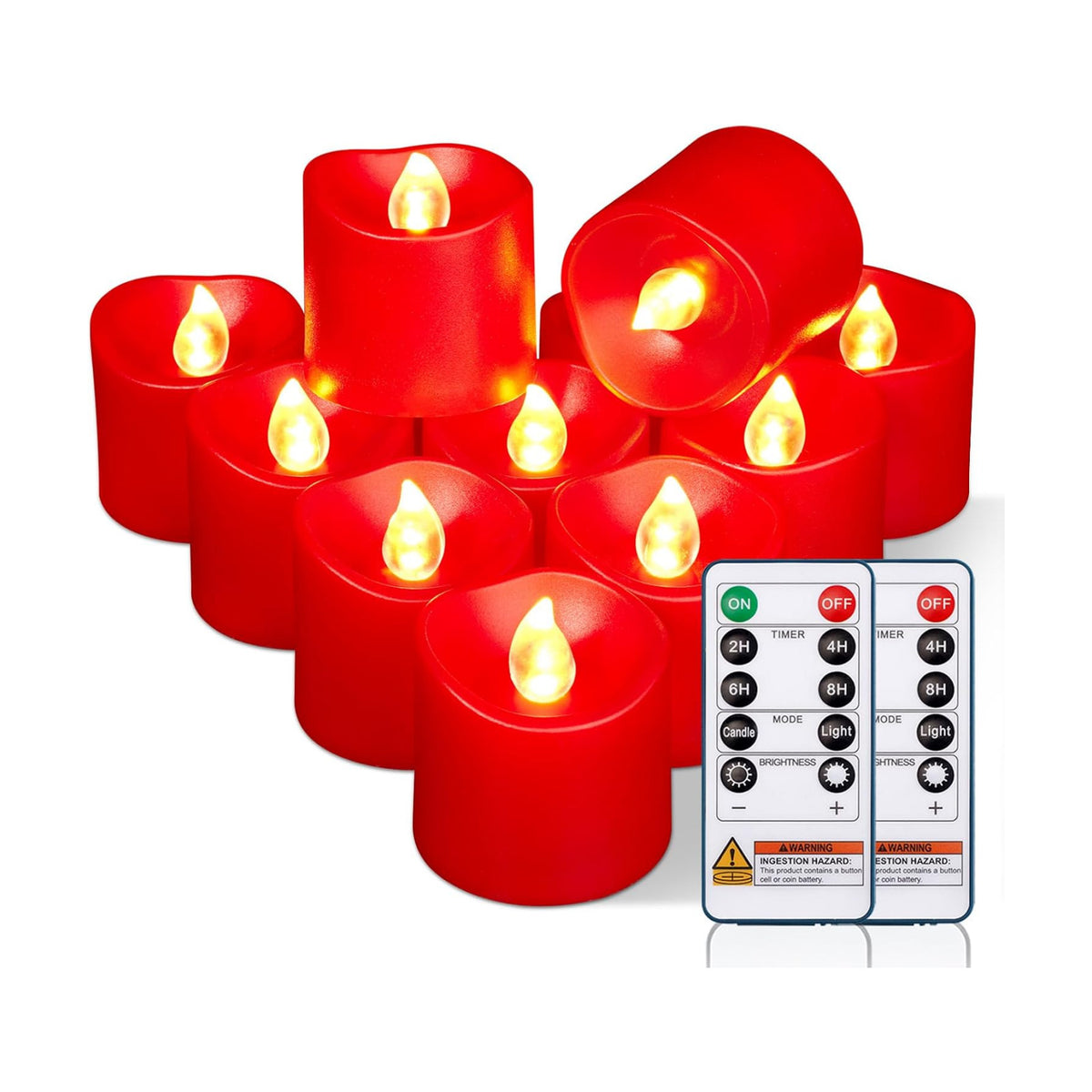 Homemory Red Flameless LED Votive Tealight Candles & Timer Remote, 24Pack | Battery operated, 400+ hour runtime