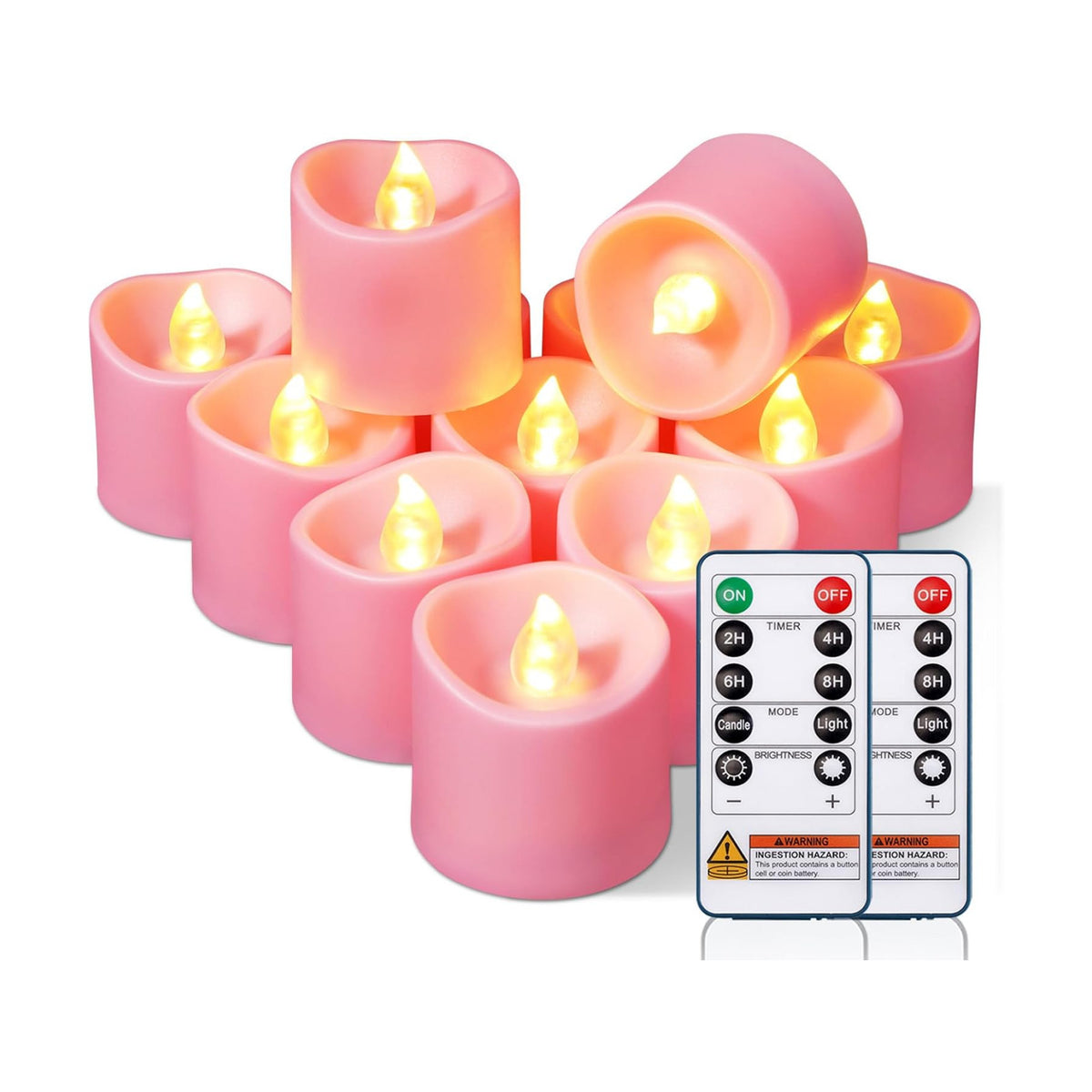 Homemory Pink Flameless LED Votive Tealight Candles & Timer Remote, 24Pack | Battery operated, 400+ hour runtime