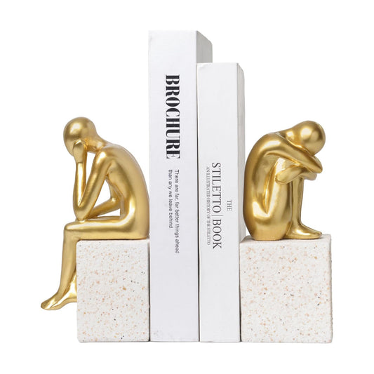 Unique Statue / Resin Book Ends / Thinker / Gold